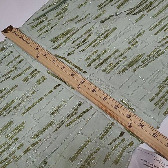 $498 NEW MAC DUGGAL 8 SAGE GREEN HAND BEADED MIDI CREPE SHEATH COLUMN DRESS NWT - Picture 3 of 16